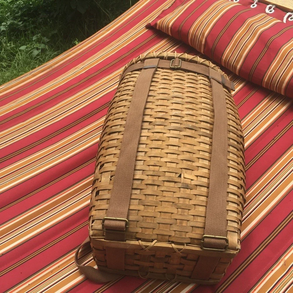 Antique Large Trapper Backpack Basket Splint Adirondack Basket 21